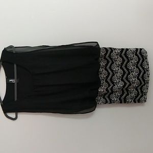 Trixxi SZ XL Evening Event Dress Black Sleeveless Blousy Black Top